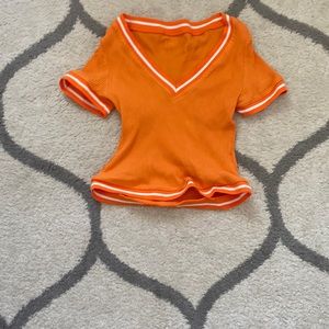 Orange V neck crop top